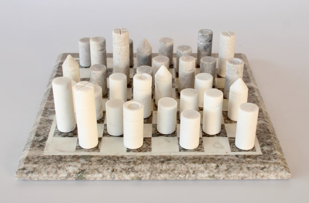 Beige & White Marble Chess Set